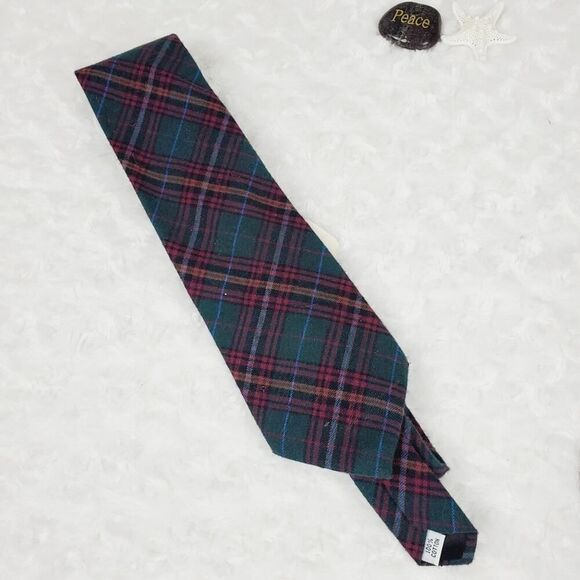 American Eagle Plaid Cotton Tie Green Red - Picture 8 of 8
